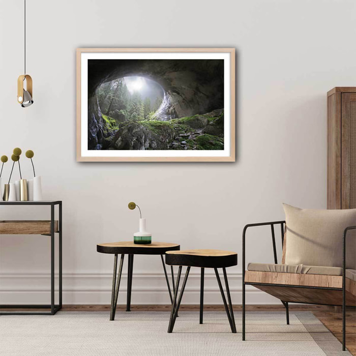 Affiche coup d'oeil au paradis Affiche + cadre en bois - Chêne