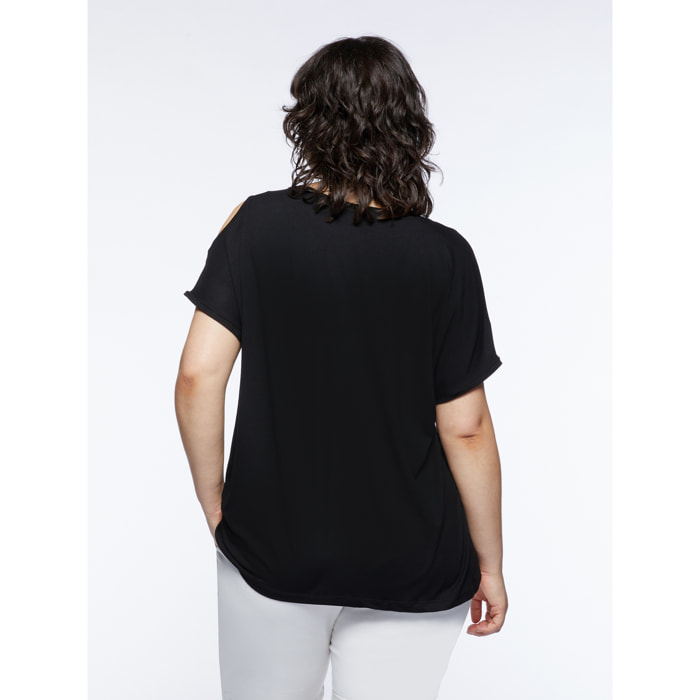 Fiorella Rubino - T-shirt con stampa animalier - Nero