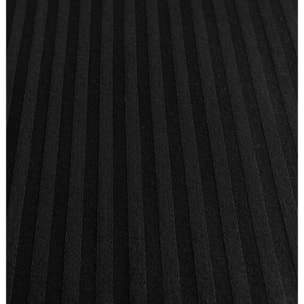 Completo Lenzuola 100% Raso Cotone Rigato 5mm Tinta Unita Nero