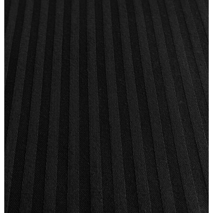 Completo Lenzuola 100% Raso Cotone Rigato 5mm Tinta Unita Nero