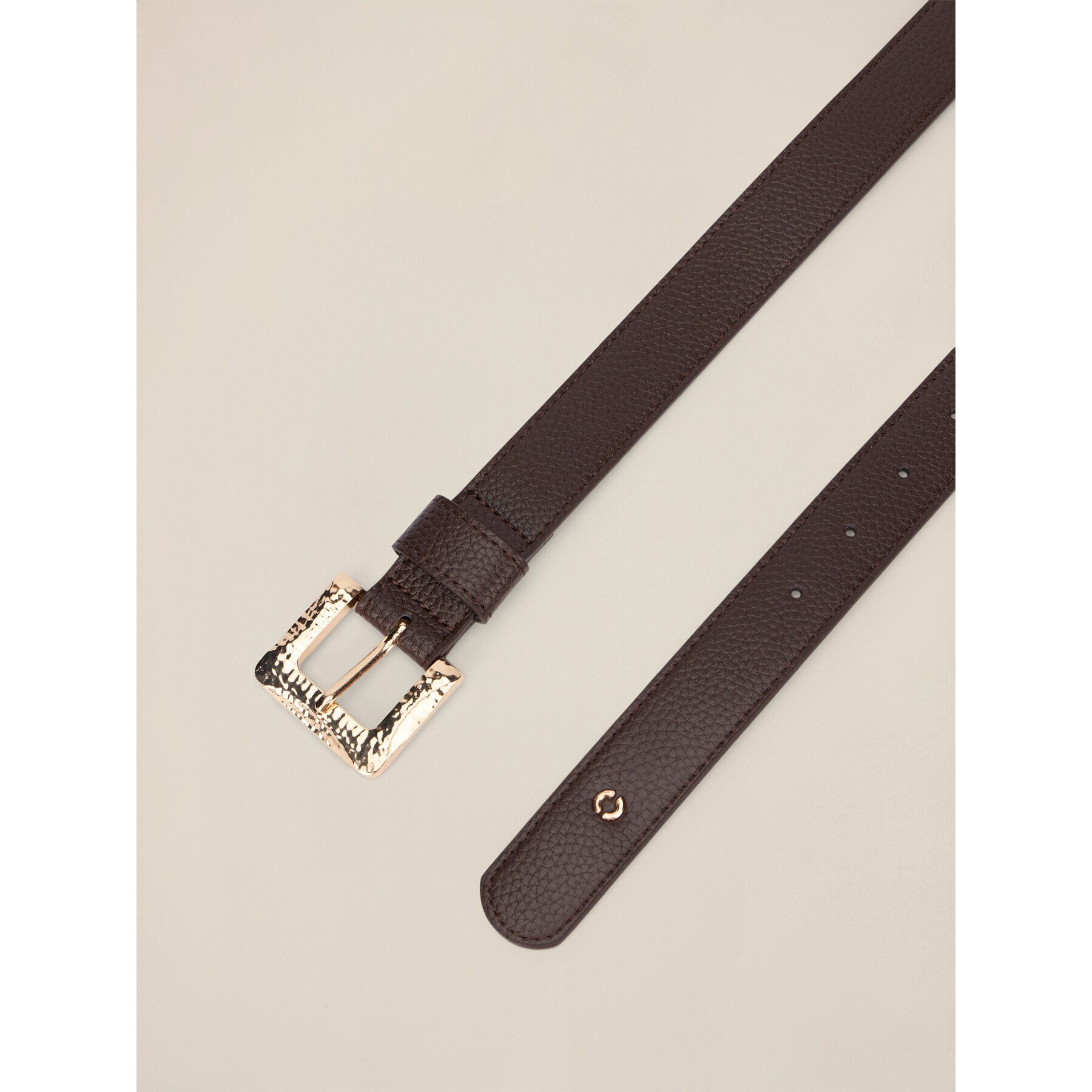 Oltre - Cinturón con hebilla dorada - Marrón