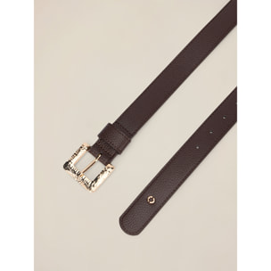 Oltre - Cinturón con hebilla dorada - Marrón