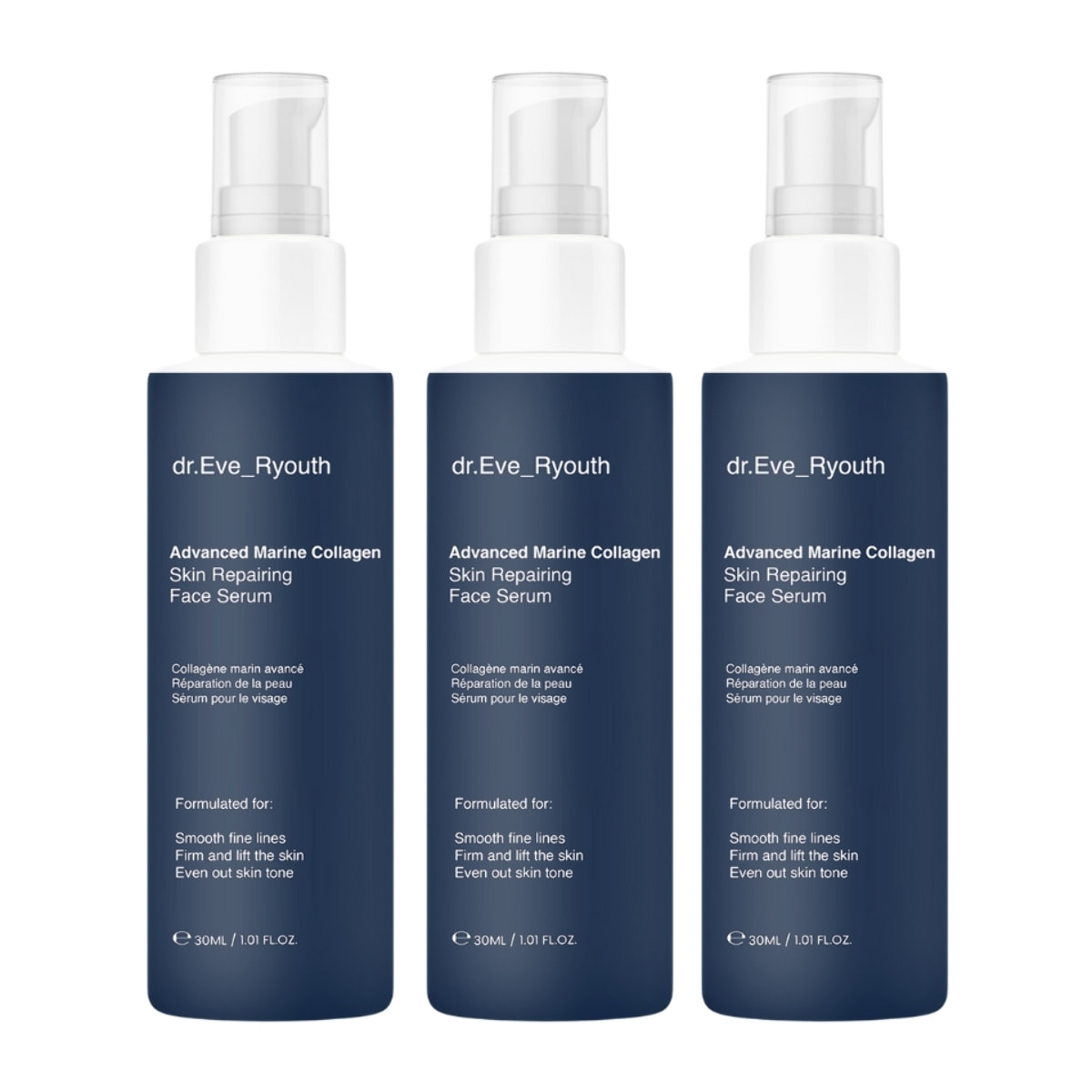 Trío de sueros reparadores avanzados de colágeno marino