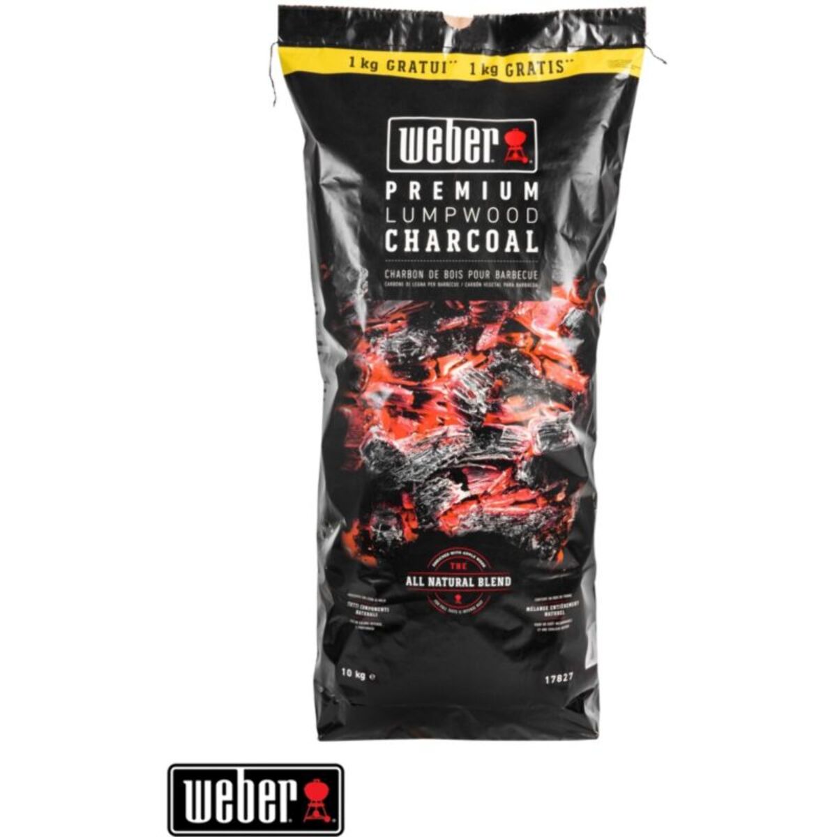 Charbon de bois WEBER 10kg dont 1kg gratuit de charbon de bois