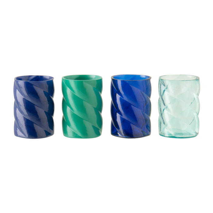 J-Line Photophore - verre - bleu azur/bleu - small -  4 pièces
