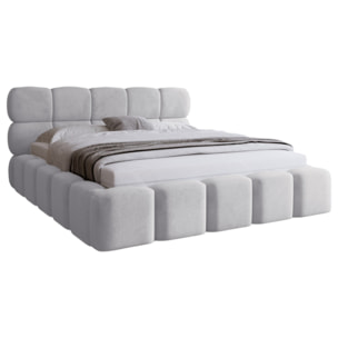 Mariposa - lit coffre - 160x200 cm - sommier inclus - en velours - Beige