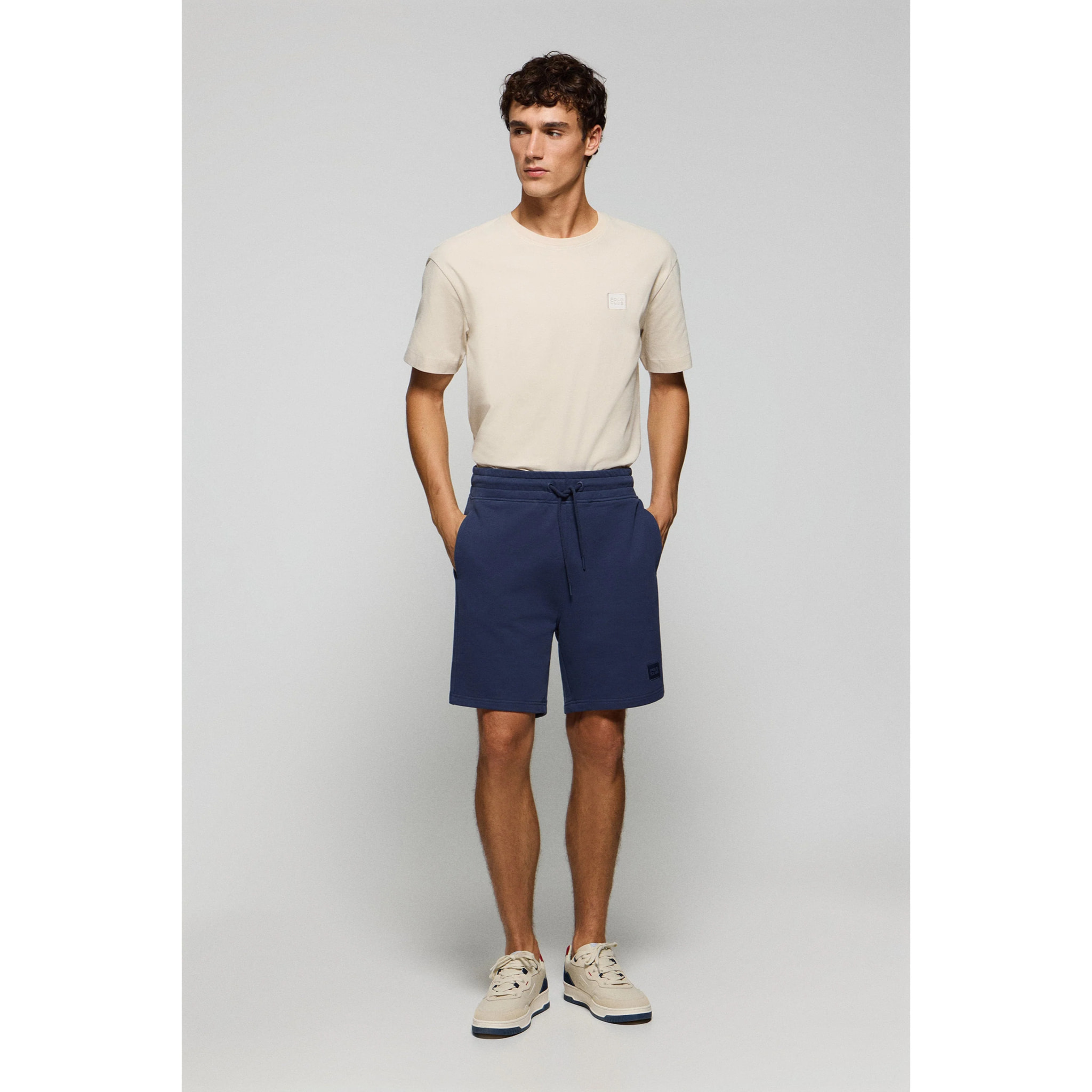 Bermuda Jonas in cotone blu marino relaxed fit con toppa in twill in gomma Polo Club