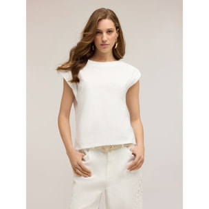 Motivi - T-shirt a kimono con ricami - Bianco