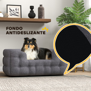 Cama para Perros Medianos Cama para Mascotas con 2 Almohadas Colchón para Perros con Base Antideslizante Funda Extraíble y Lavable 90x60x35 cm Gris