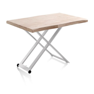 Mesa de centro elevable Lada Fit Blanco - Roble