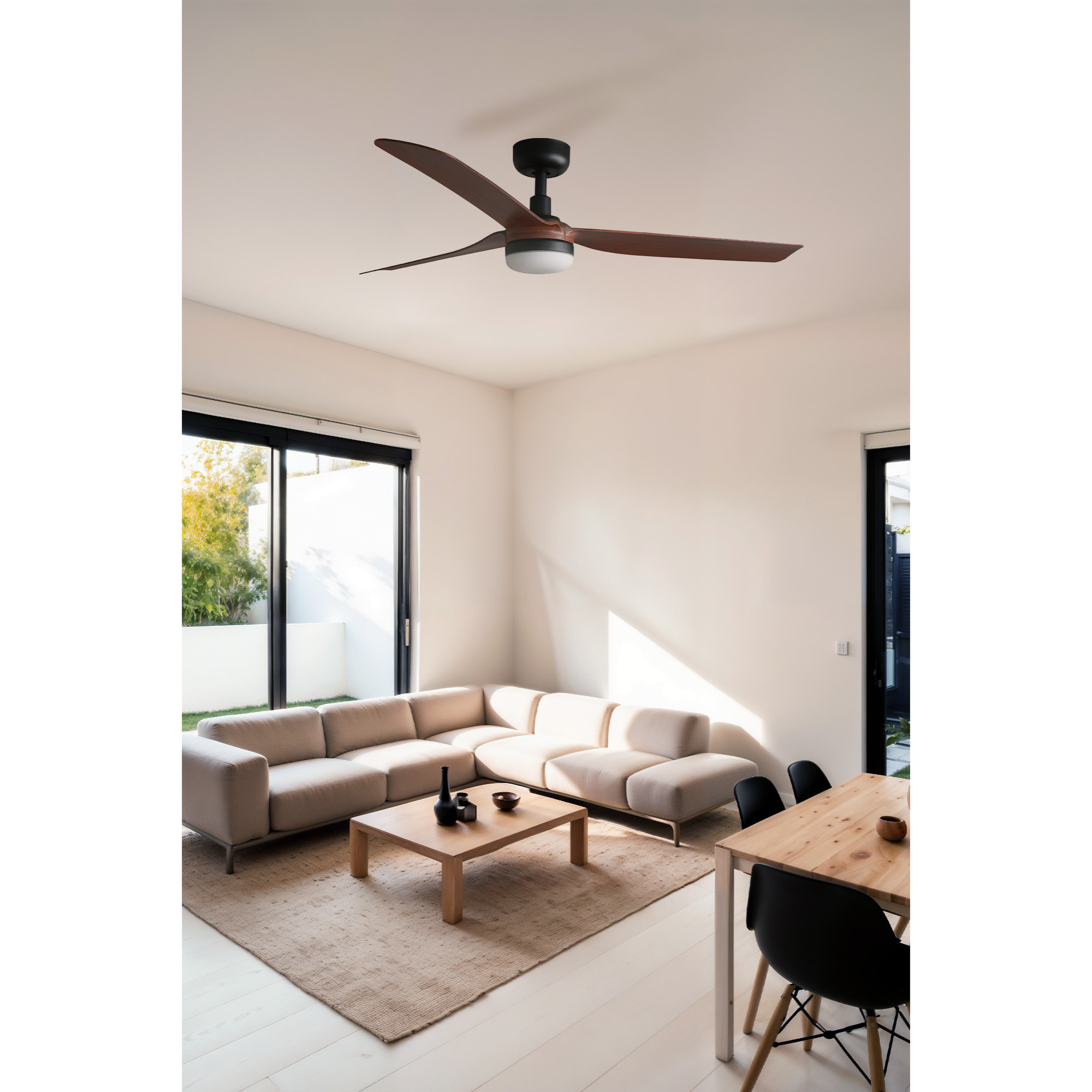 PUNT M LED Ventilador de techo negro/nogal