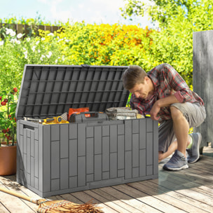Coffre de jardin 227L verrouillable PP aspect bois gris
