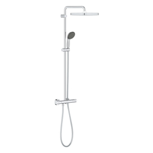 Pack douche : Porte coulissante 120cm + Colonne de douche avec mitigeur thermostatique Grohe + Receveur 120x90cm Blanc
