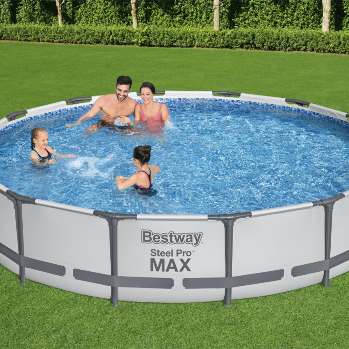 Bestway Piscine hors sol tubulaire ronde Bestway Steel Pro Max 427 x 84 cm gris clair
