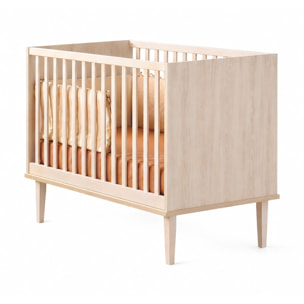 Lit bébé 120x60 sur pieds - décor bois hêtre cendré