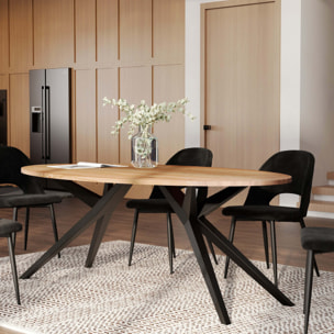 Table ovale 8 personnes en bois d'acacia et pieds en métal 200 cm - Matara