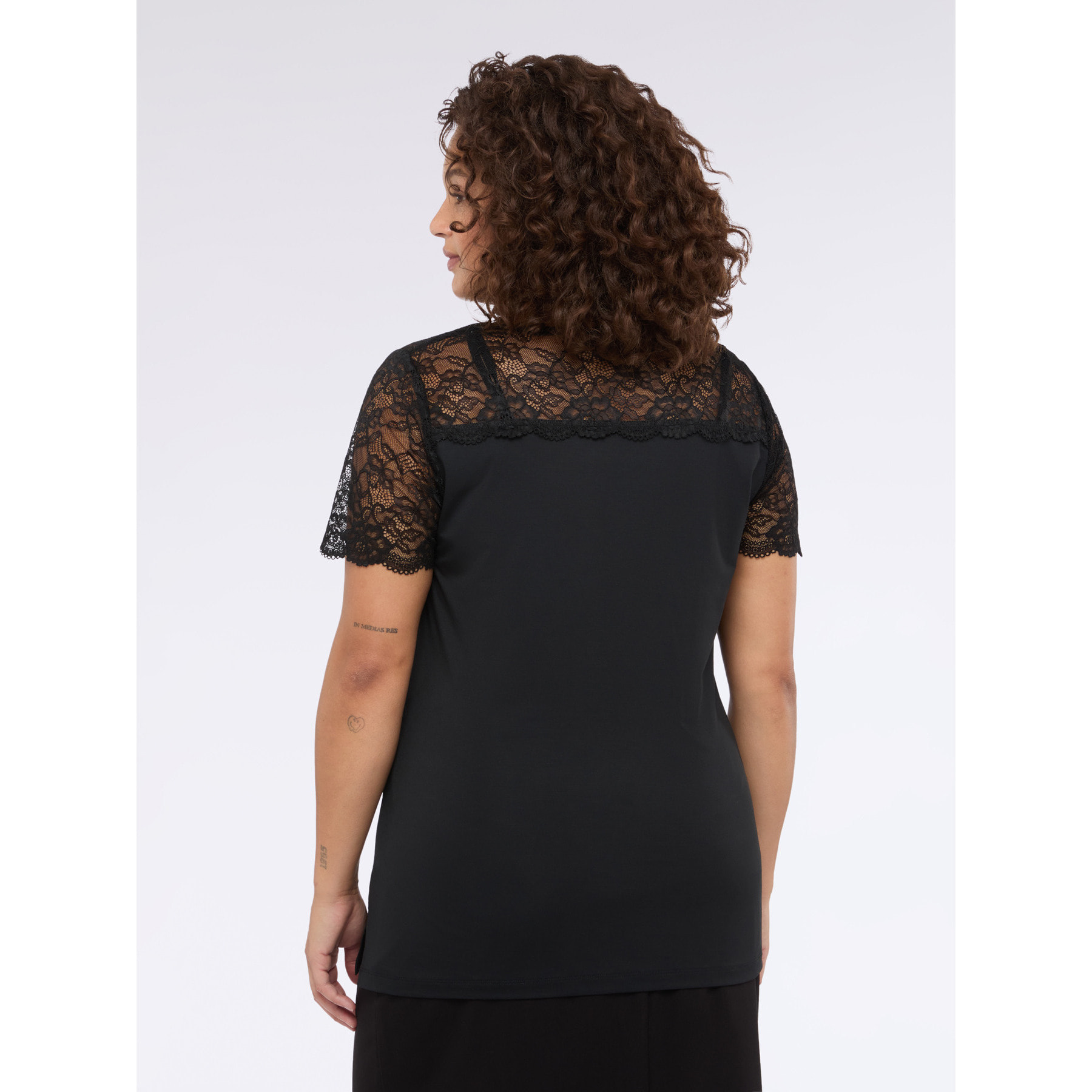 Fiorella Rubino - Camiseta con detalles de encaje - Negro