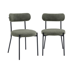 Lot de deux chaises métal et tissu chenille vert L 47 x P 49 x H 76.5cm - Livia