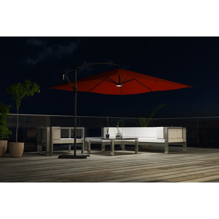 Parasol déporté LED 3 x 3 m terracotta SABBIONARA