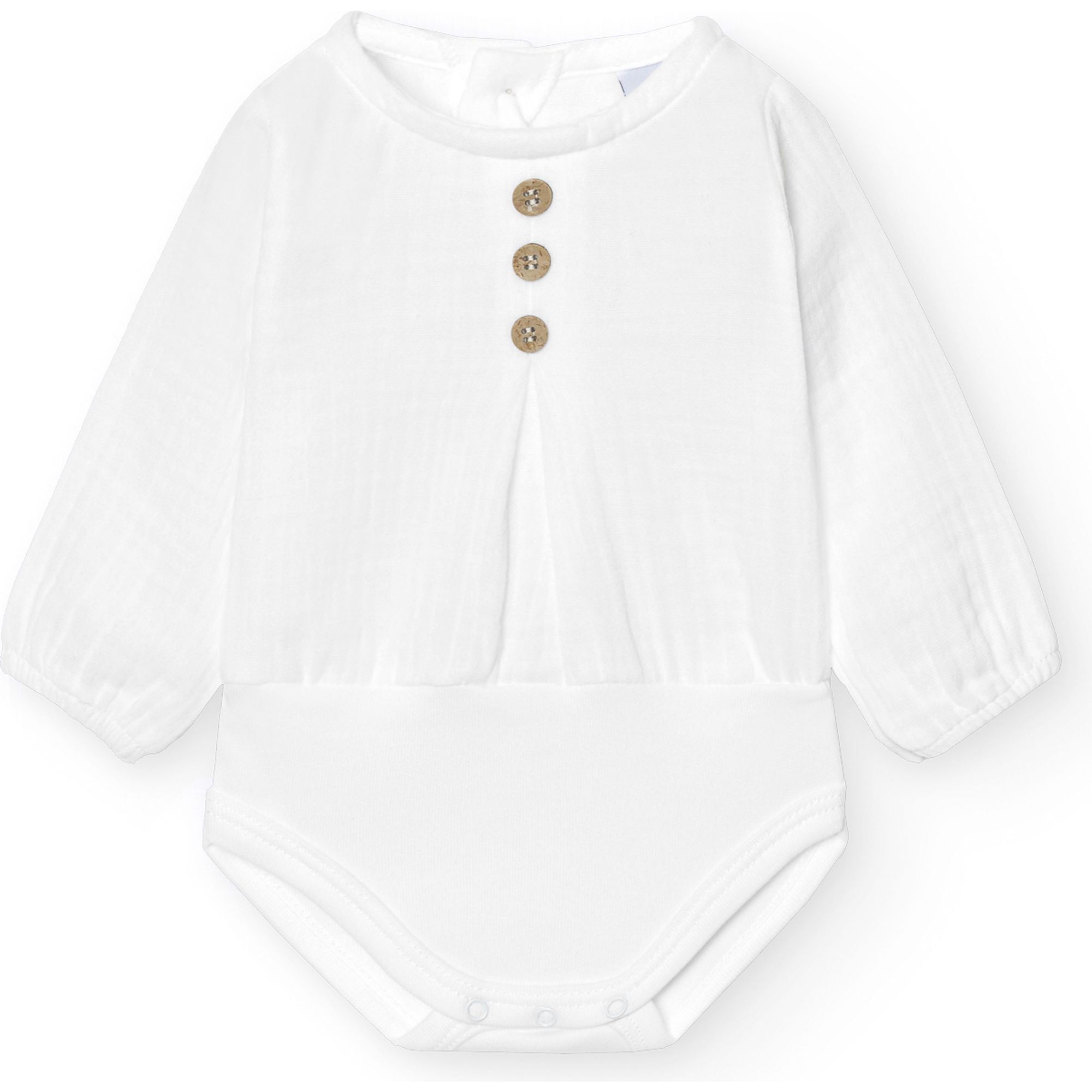 Body bebé manga larga bambula botones