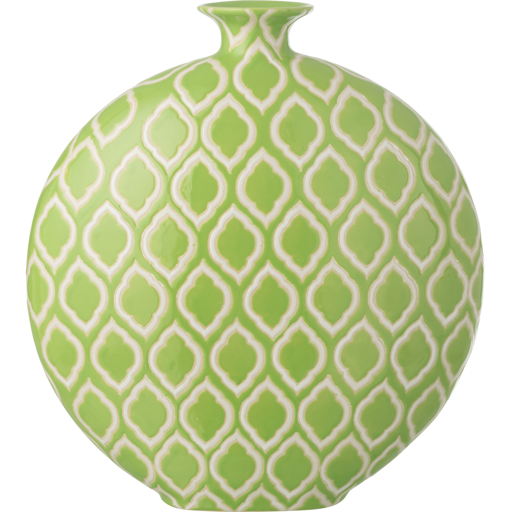 J-Line Vase Carreaux - porcelaine - vert/blanc - large