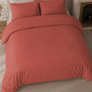Parure housse de couette 100% percale de coton unie argile- Finesse