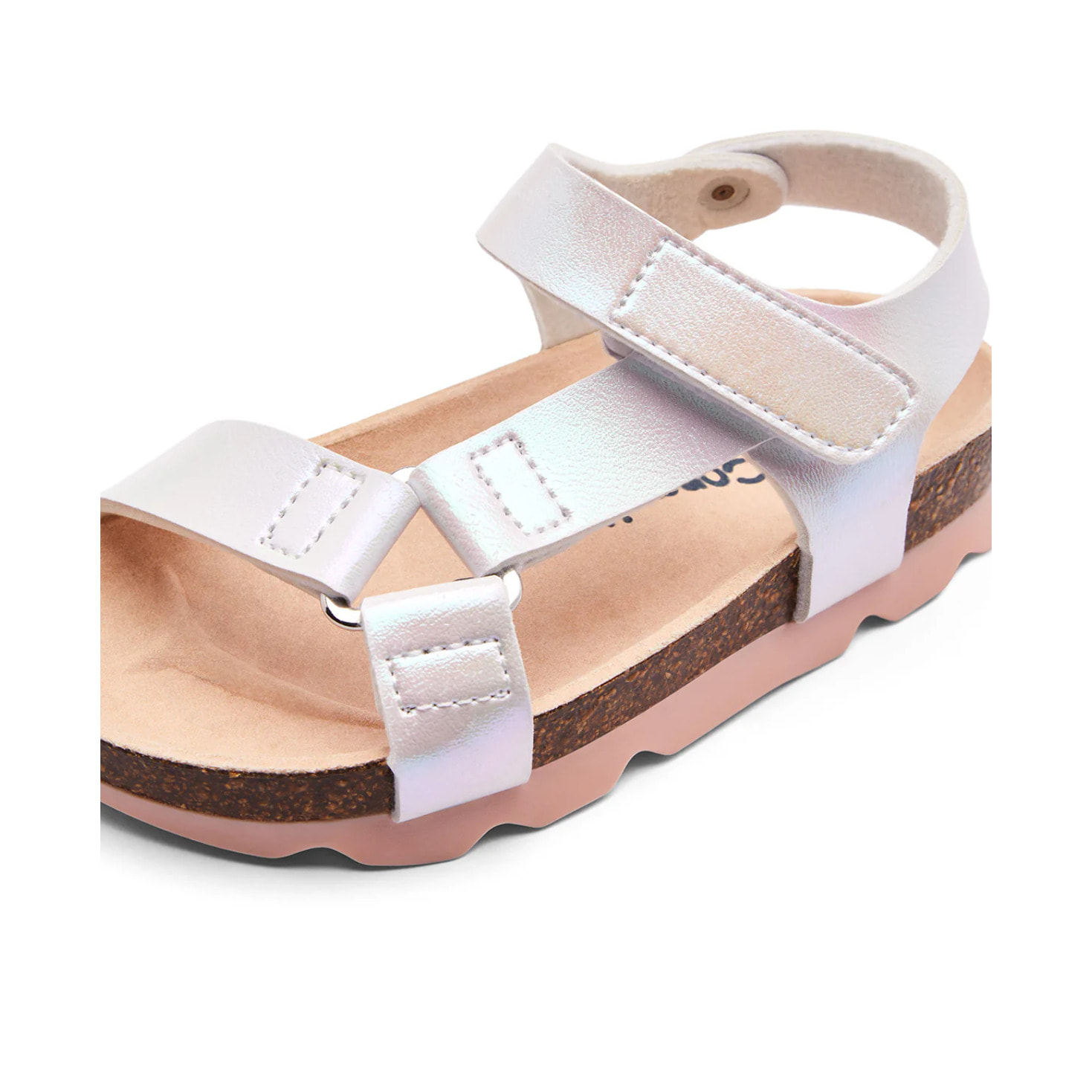 Sandalias Abiertas Niña Cierre Adherente Blanco Iridiscente