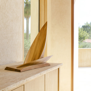 Voilier décoratif en orme massif