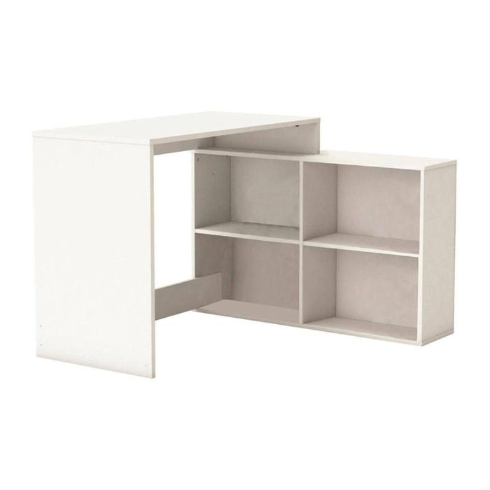 Scrivania Kyarr, Scrittoio multiuso, Tavolo per ufficio porta PC, Piano di lavoro, 112x101 h77 cm, Bianco opaco