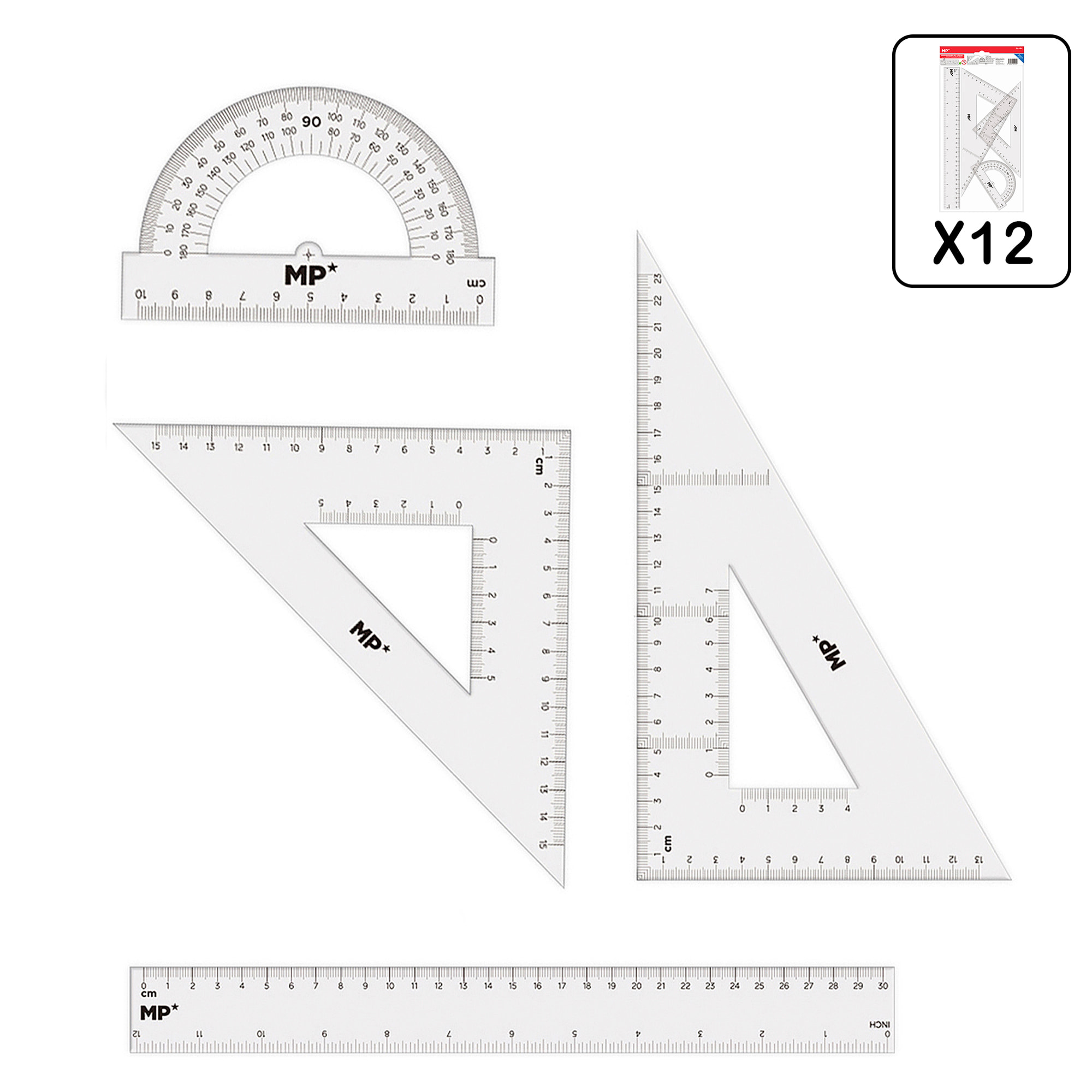 PACK 12 uds REGLAS DE DIBUJO 4 PIEZAS