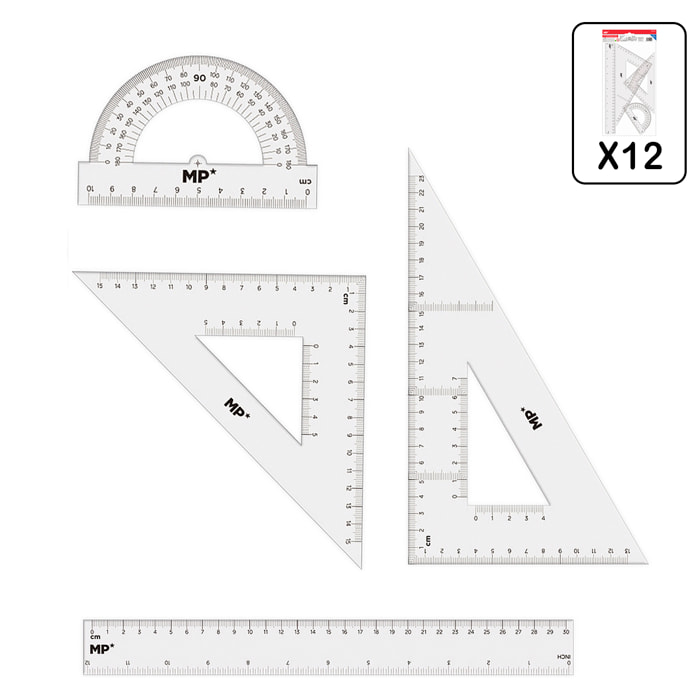PACK 12 uds REGLAS DE DIBUJO 4 PIEZAS