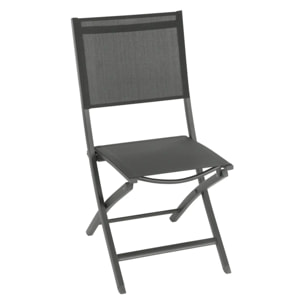Lot de 4 chaises de jardin pliantes "Essentia" anthracite & graphite aluminium traité époxy