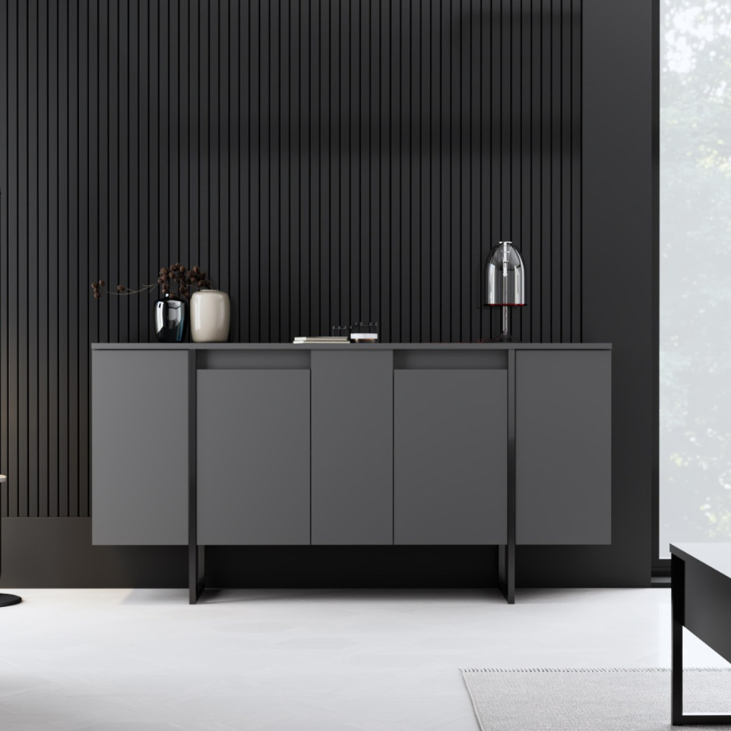 Buffet design noir 4 portes ARTA