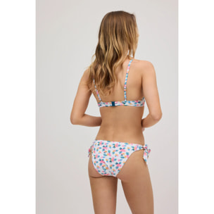 Slip bikini annodato floreale in micropiqué