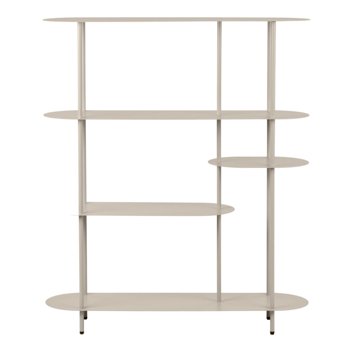 Libreria Rieti asimmetrica a 5 ripiani in metallo sabbia 118×31×139 cm