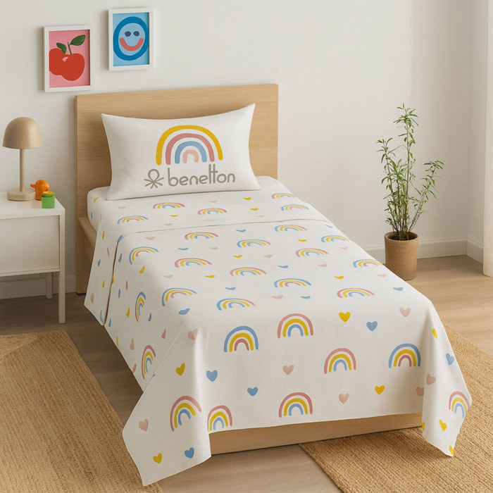 Juego de 3 pzs de cama (funda nórdica + funda de almohada + sábana bajera) rainbow kids be