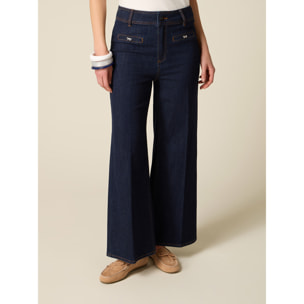 Oltre - Jeans a palazzo con dettaglio fiocchi - Blu