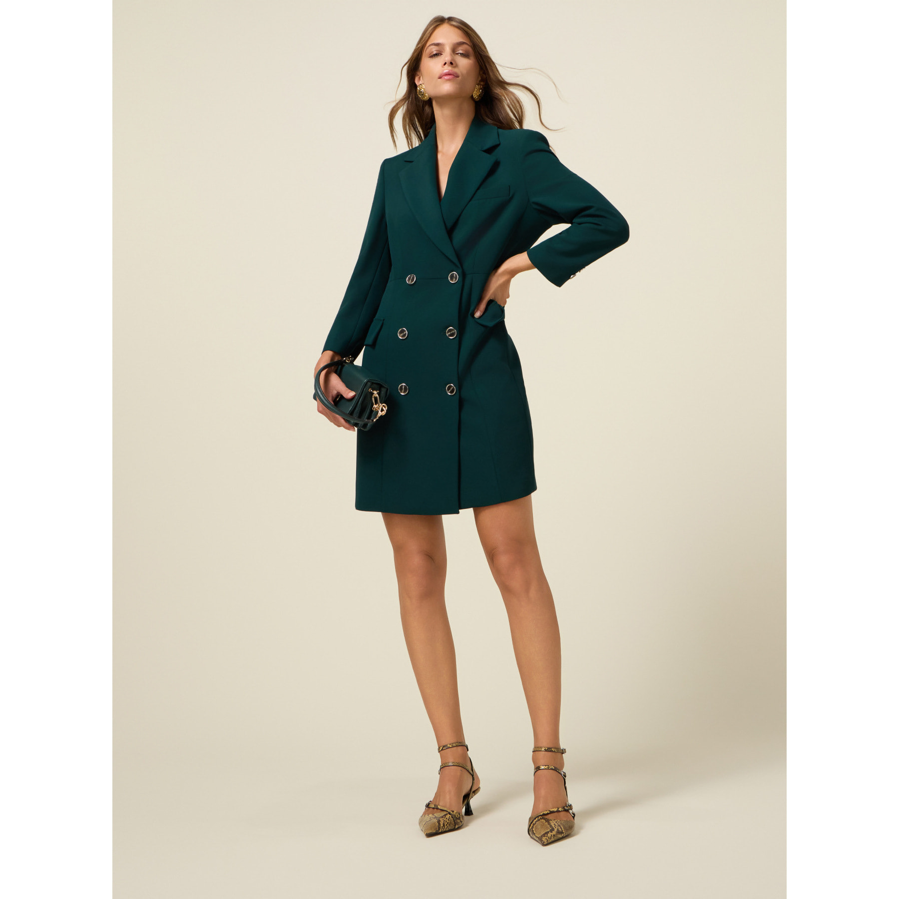 Oltre - Robe manteu in tessuto crêpe - Verde