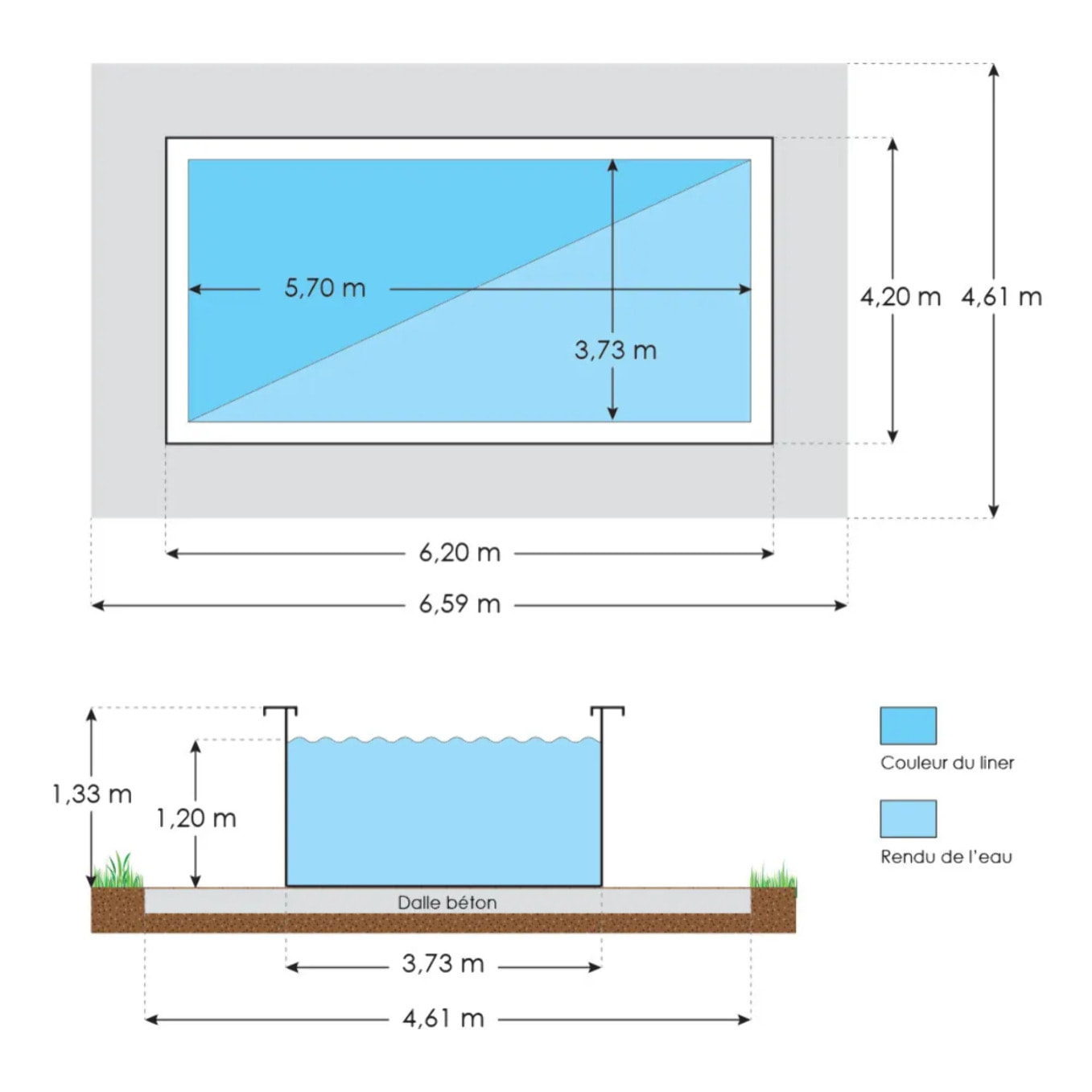 Piscine hors sol bois rectangulaire 6,2 x 4,2 x 1,33 m EVORA