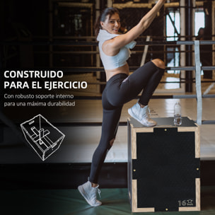 Cajón Pliométrico Caja Pliométrica con 3 Alturas Diferentes Entrenamiento de Fuerza en Casa Oficina Gimnasia CrossFit Carga 120 kg 40,5x35,5x30,5 cm Negro