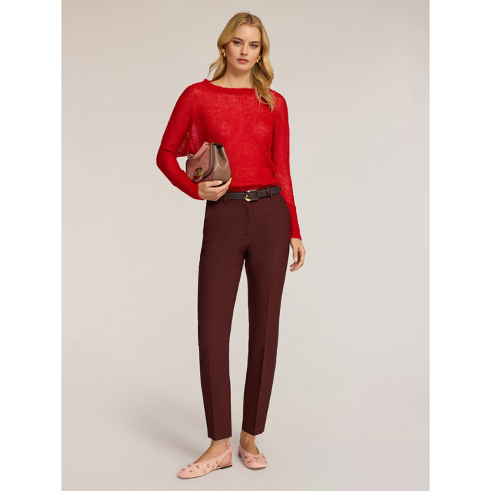 Motivi - Pantaloni regular con piega stirata - Marrone