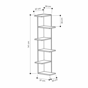 Libreria Dlunett, Scaffale da ufficio, Mobile portalibri, Biblioteca, 37x24h141 cm, Bianco