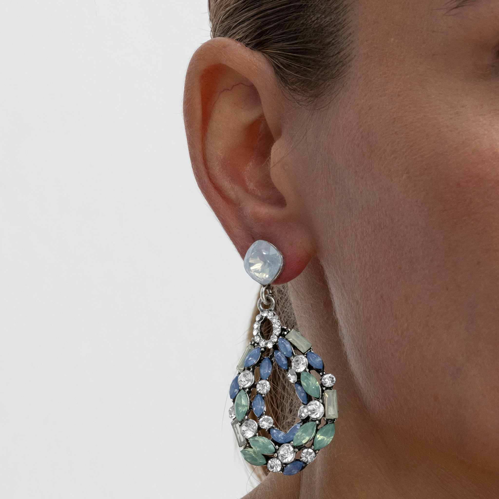 Pendientes con Cristal Multicolor acabado plata