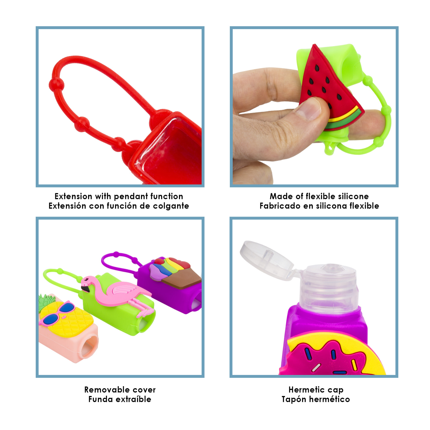 Portachiavi Bottiglia disinfettante per le mani alcol ricaricabile 30ml. Design farfalla.