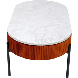 Table basse coffre Ballabile orange effet marbre blanc Kare Design