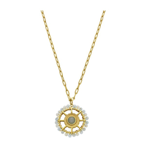 Collar con Cristal Azul acabado oro 18k