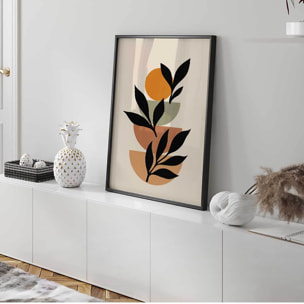 Affiche encadrée végétale abstraite tons terre Affiche + cadre en métal - Noir