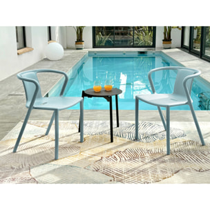 DIEGO - Fauteuil de jardin empilable en Polypropylène bleu azur