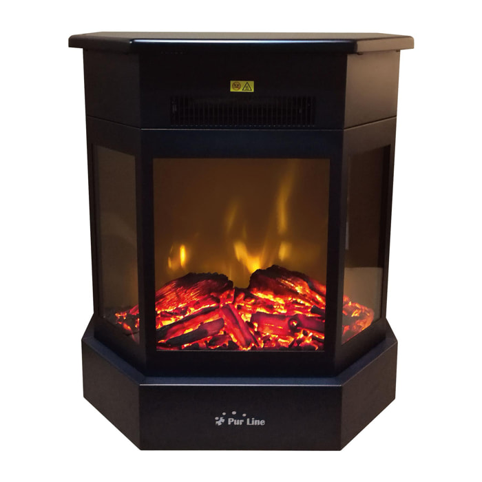 Cheminée électrique 2kW acier noir et télécommande