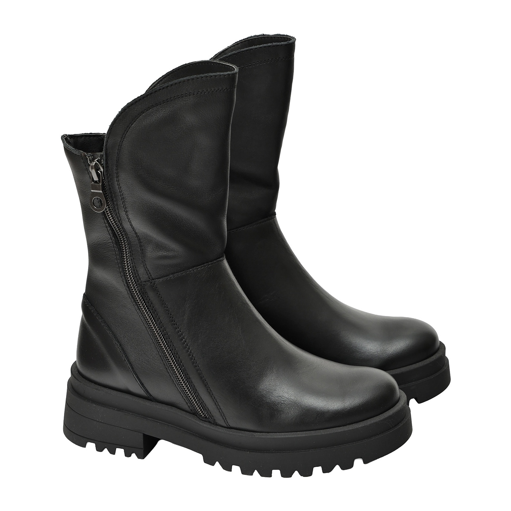 Stivaletti in vera pelle con doppia lampo